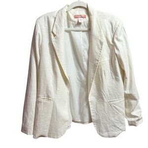 Marina Luna White Linen Blend Blazer Timeless Classic Sz XL Soft Girl Euro Style